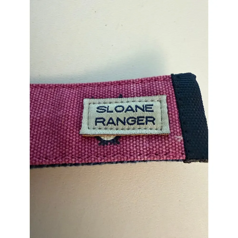 Sloane Ranger Reversible Owl D Ring Belt Pink Navy Cotton Web 40” Preppy